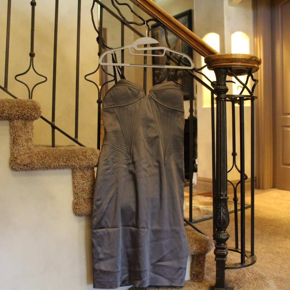 House of Dereon Silver Slip Dress